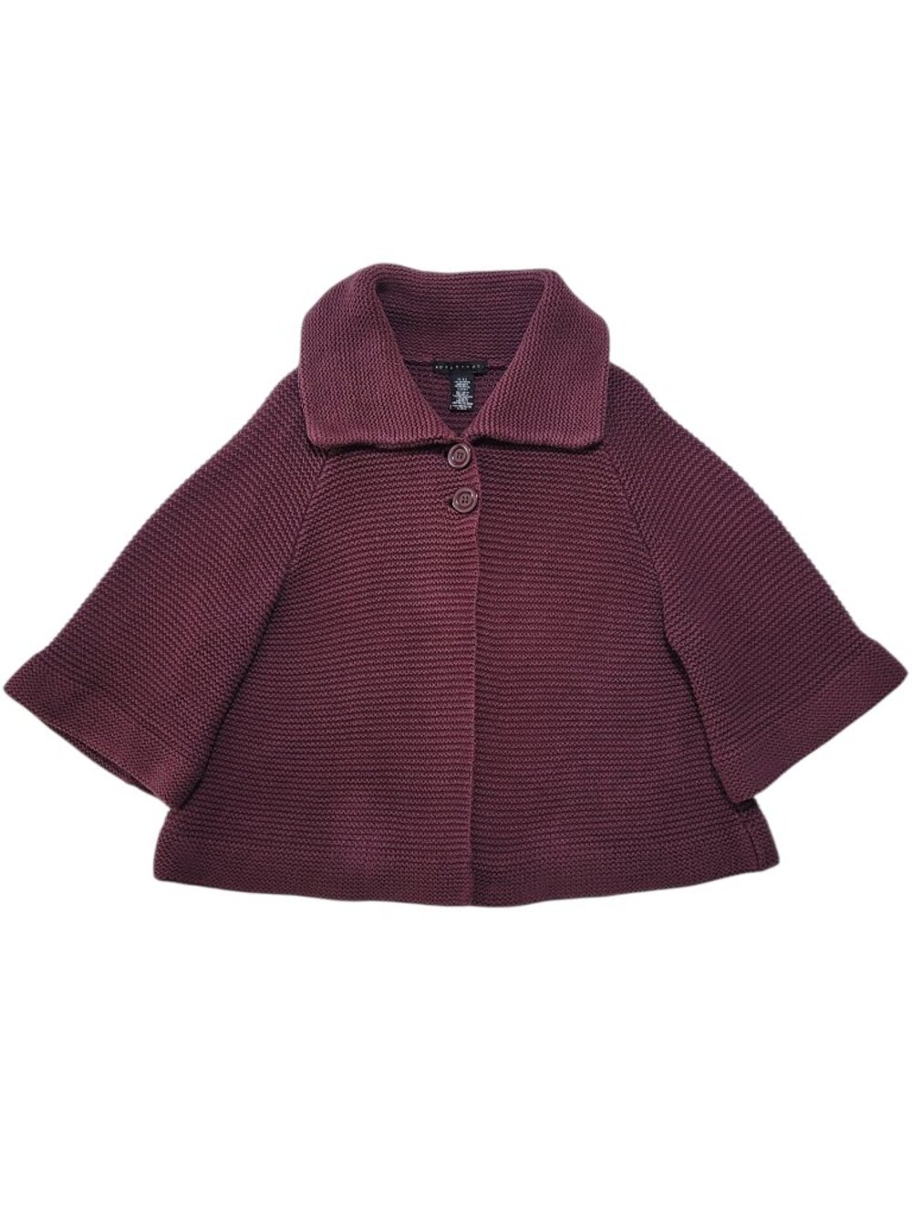 Apostrophe Burgundy Textured Knit Swing Cardigan Sweater 3/4 Sleeve XL Y2K - Picture 3 of 8